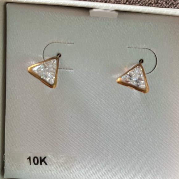 Dangle diamond triangle earrings - Picture 7 of 9
